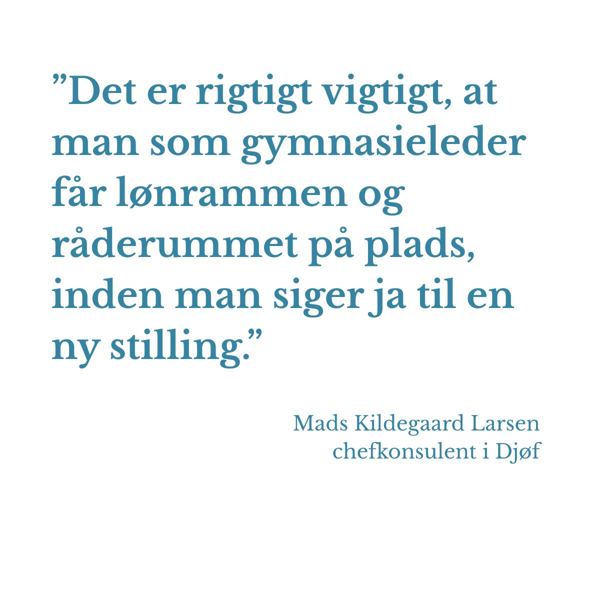 Det er rigtigt vigtigt, at man som gymnasieleder får lønrammen og råderummet på plads, inden man siger ja til en ny stilling. – Mads Kildegaard Larsen, chefkonsulent i Djøf
